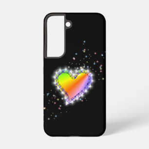 Regenboog Hart met Sterren op zwart Samsung Galaxy Hoesje