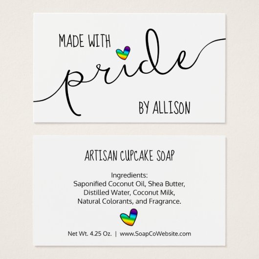 Regenboog Hart - Met trots gemaakt LGBTQ Cadeaubor Visitekaartje (Voorkant /achterkant)