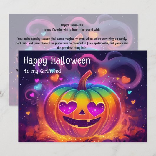 🌈🎃 Regenboog Hart‑Ogen Pompoen kaart (Voorkant / Achterkant)