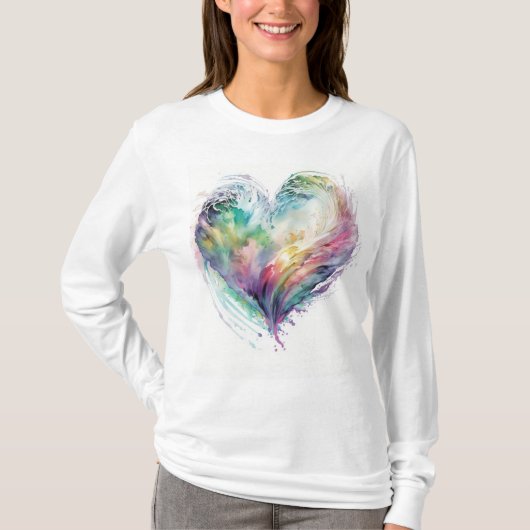 Regenboog hart ontwerp gift t-shirt (Voorkant)