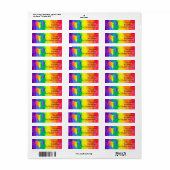 Regenboog Hart op Regenboog Waterverf Wassen Etiket (Full Sheet)