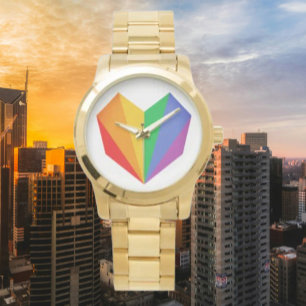 Regenboog Hart Oversized Gouden Armband Horloge
