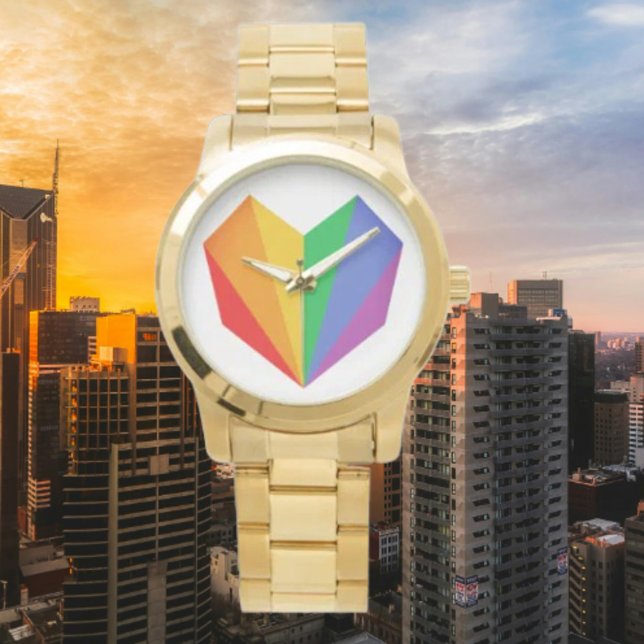 Regenboog Hart Oversized Gouden Armband Horloge (Creator heeft geüpload)