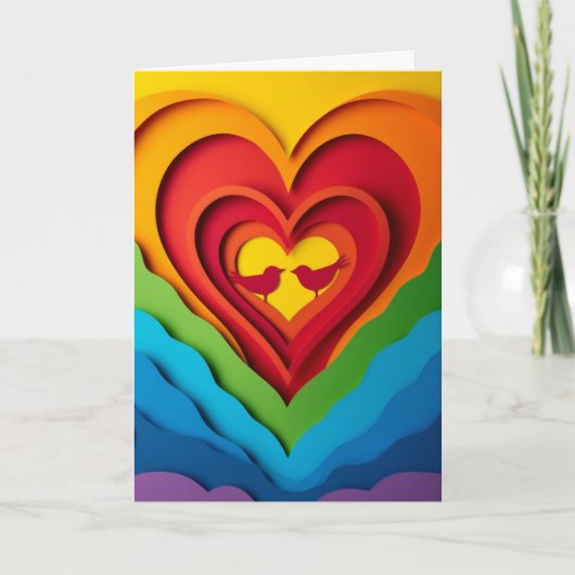 Regenboog Hart Papieren Collage Kaart (Voorkant)
