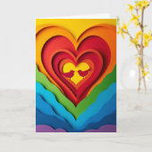Regenboog Hart Papieren Collage Kaart (Gele Bloem)