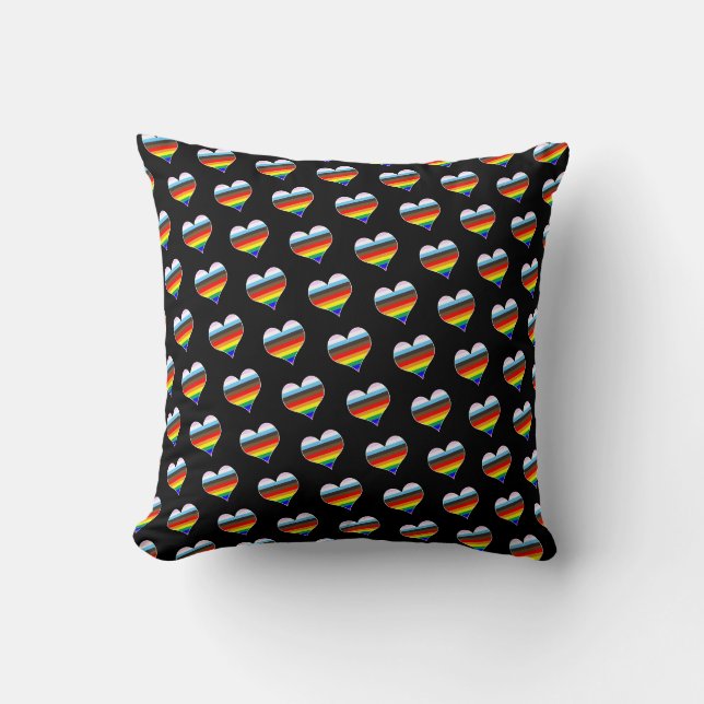 Regenboog Hart Patroon Kussen (Voorkant)
