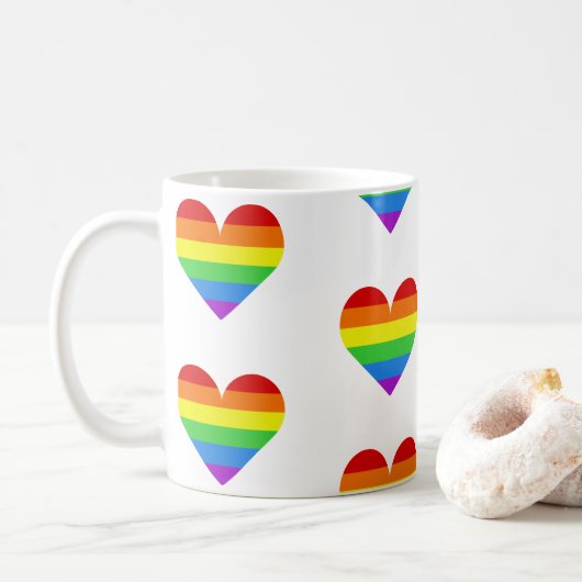 Regenboog Hart Patroon Mok (Met donut)