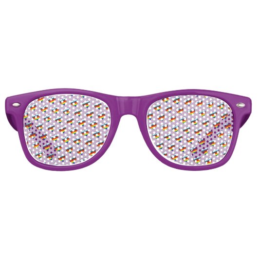 Regenboog Hart Patroon Retro Zonnebril (Voorkant)