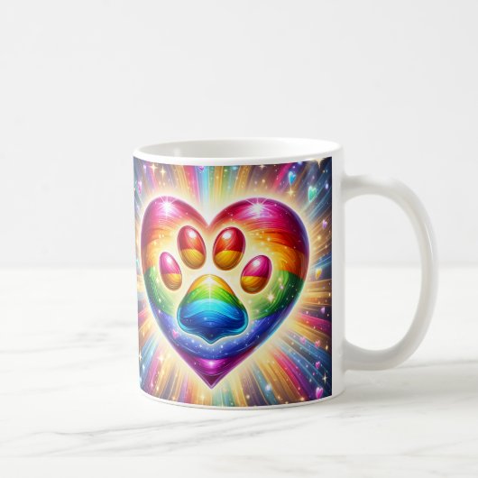 Regenboog Hart Pootafdruk Koffiemok (Rechts)