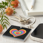 Regenboog hart. Pride gay liefde Sleutelhanger (Voorkant Rechts)