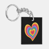 Regenboog hart. Pride gay liefde Sleutelhanger (Voorkant Links)