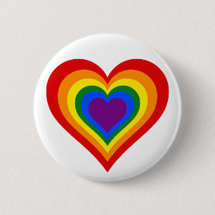 Regenboog Hart Ronde Button 5,7 Cm