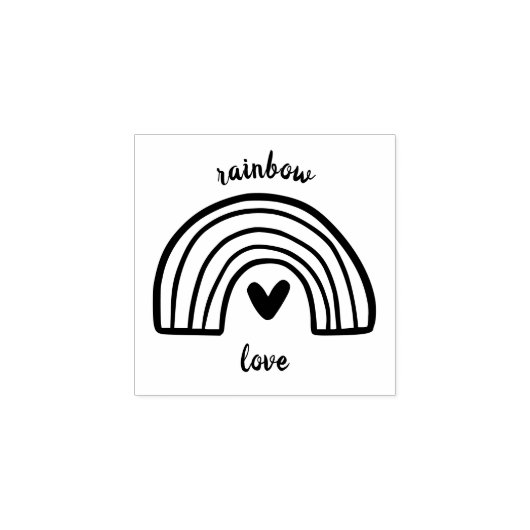Regenboog hart rubberstempel (Afrduk)