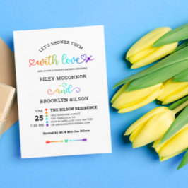 Regenboog Hart Script Cute LGBT Koppel's Bruisfees Kaart