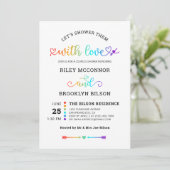 Regenboog Hart Script Leuke LGBT Couple's Douche Kaart (Staand voorkant)