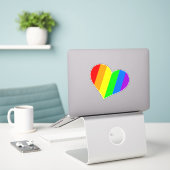Regenboog Hart Sticker (Laptop op bureau)