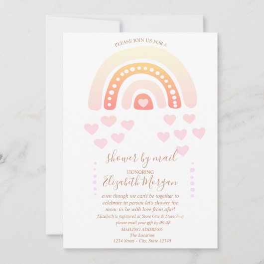 Regenboog, hart, streep virtueel Baby shower per p Kaart (Voorkant)