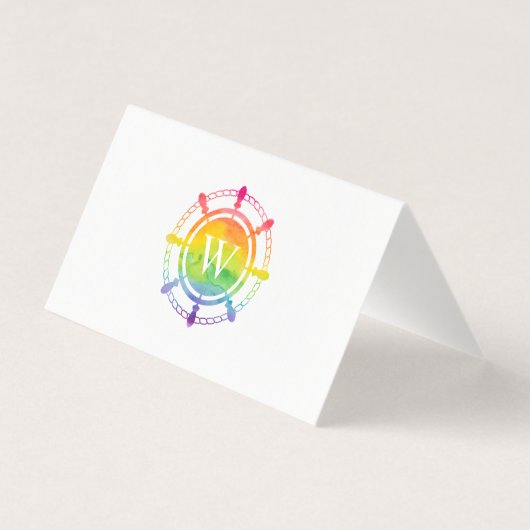 Regenboog Hart Touw Nautische LGBT Trouwplaats Kaart (Achterkant)