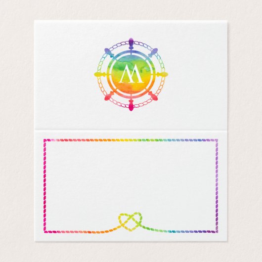 Regenboog Hart Touw Nautische LGBT Trouwplaats Kaart (Buitenkant ongevouwen)