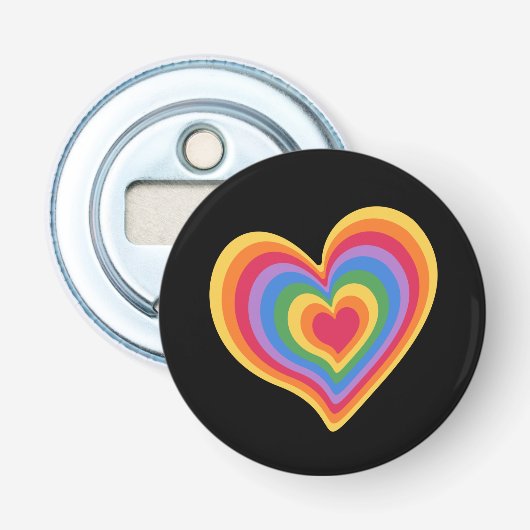 Regenboog hart. Trots gay liefde Button Flesopener (Voorkant)