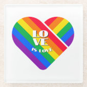 Regenboog Hart Trots Glazen Onderzetter (Voorkant)