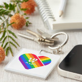 Regenboog Hart Trots  Sleutelhanger (Voorkant Rechts)