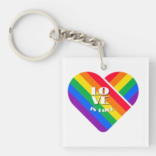 Regenboog Hart Trots  Sleutelhanger (voorkant)