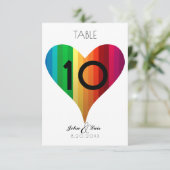 Regenboog Hart Trouwtafel Nummer Kaart (Staand voorkant)