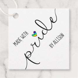 Regenboog Hart Typografie Gemaakt Met Trots Cadeau Bedankjes Labels