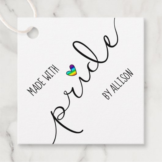 Regenboog Hart Typografie Gemaakt Met Trots Gift T Bedankjes Labels (Voorkant)