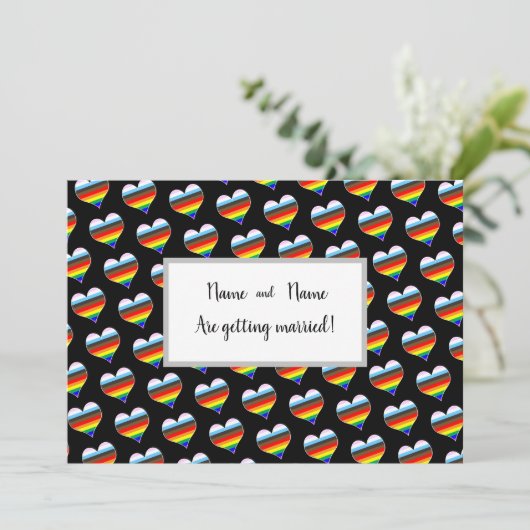 Regenboog Hart Uitnodiging (Staand voorkant)