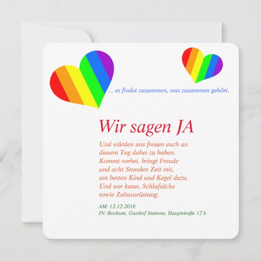 Regenboog Hart Uitnodiging (Achterkant)