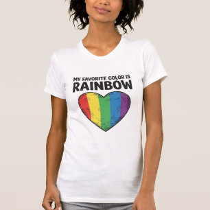 Regenboog Hart Vintage Gravure Favoriete Kleur Shi T-shirt