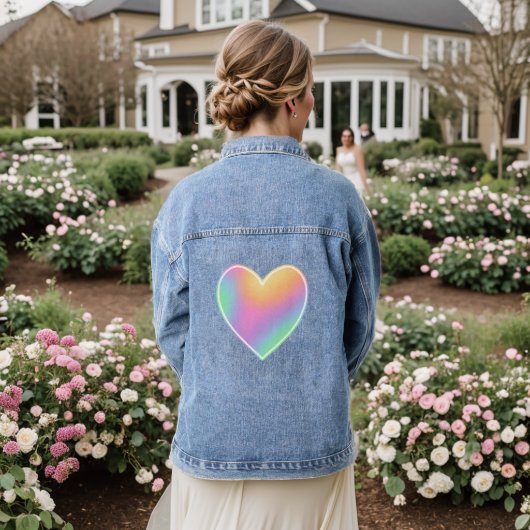 Regenboog Hart Vrouwen Denim Jacket (Huwelijk Achterkant)