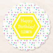 Regenboog Harten 3e Verjaardag Kartonnen Onderzetters (Voorkant)