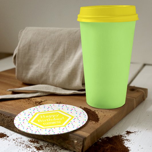 Regenboog Harten 3e Verjaardag Kartonnen Onderzetters