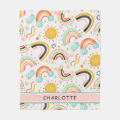 Regenboog Harten Aangepaste Naam Fleece Deken (Voorkant)