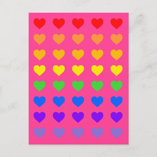 Regenboog Harten Diep Roze Briefkaart (Voorkant)