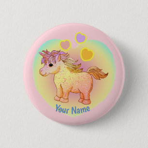 Regenboog Harten Eenhoorn speld Ronde Button 5,7 Cm