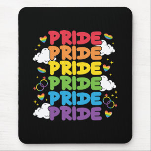 Regenboog, harten en wolken - Herhaalde trots Muismat