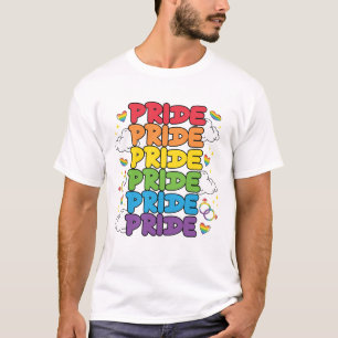 Regenboog, harten en wolken - Herhaalde trots T-shirt