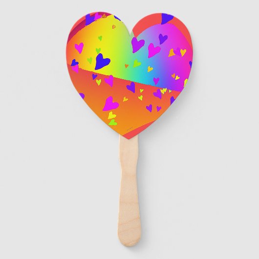 Regenboog Harten Hart Vorm Handwaaier (Voorkant)