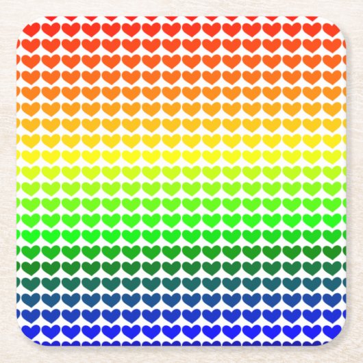 REGENBOOG HARTEN KARTONNEN ONDERZETTERS (Voorkant)