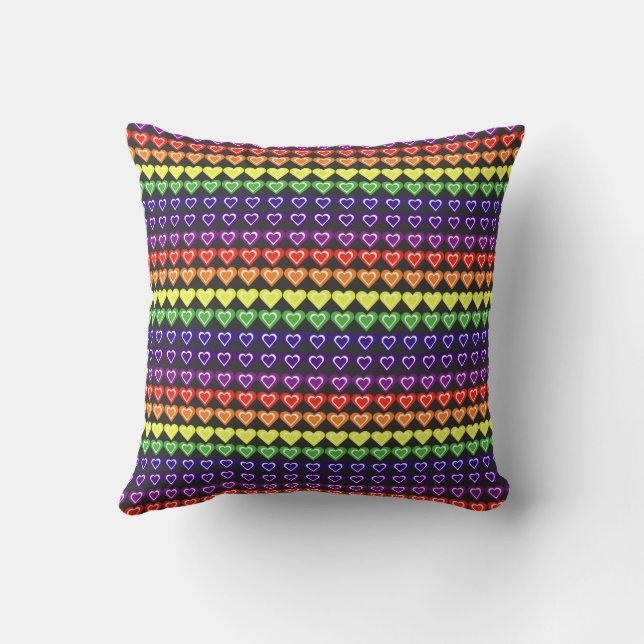 Regenboog harten kussen (Achterkant)