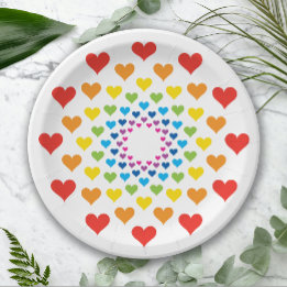 Regenboog harten papieren bordje