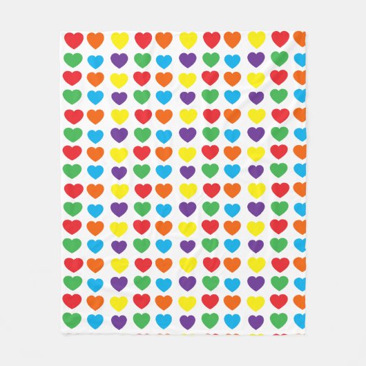 Regenboog Harten Patroon Fleece Deken (Voorkant)
