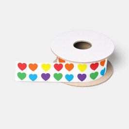 Regenboog Harten Patroon Satijnen Lint
