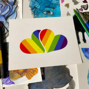 Regenboog Harten Pride Ansichtkaart – LGBTQ+ Liefd