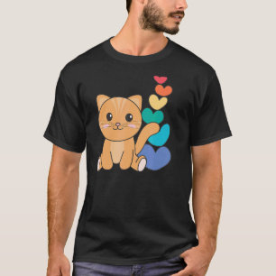 Regenboog Harten Pride Lgbtq Cute Dieren Kat 4 T-shirt