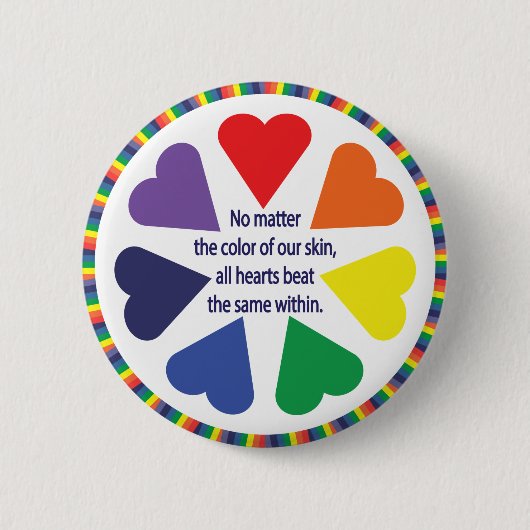 Regenboog Harten Ronde Button 5,7 Cm (Voorkant)